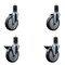 Service Caster 5'' Thermoplastic Rubber Wheel Swivel 1-5/8'' Expanding Stem Caster Set 2 Brakes, 4PK SCC-EX20S514-TPRB-2-PLB-2-158 - alternate 1